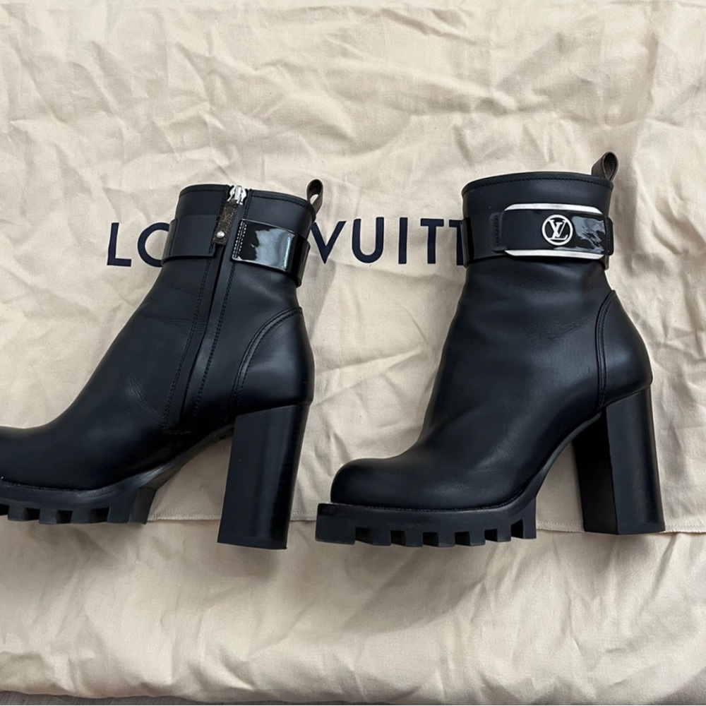 Louis Vuitton Casual Style Street Style Plain Leather Block Heels